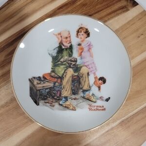 Norman Rockwell Vintage 1984 Ceramic  Plate Saucer The Cobbler